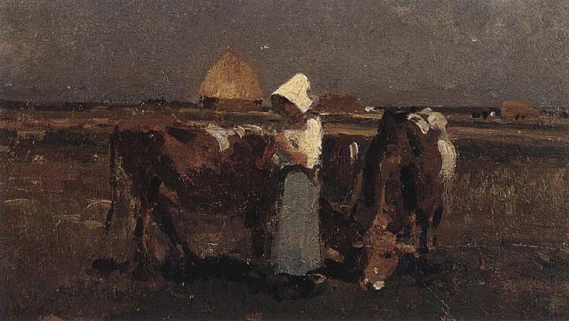 Nicolae Grigorescu Peasant Watching her Cows at Barbizon china oil painting image